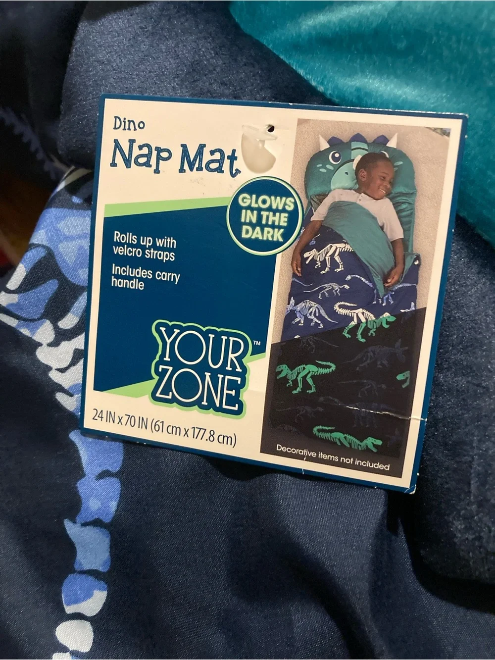 Your Zone green dinosaur kids nap mat